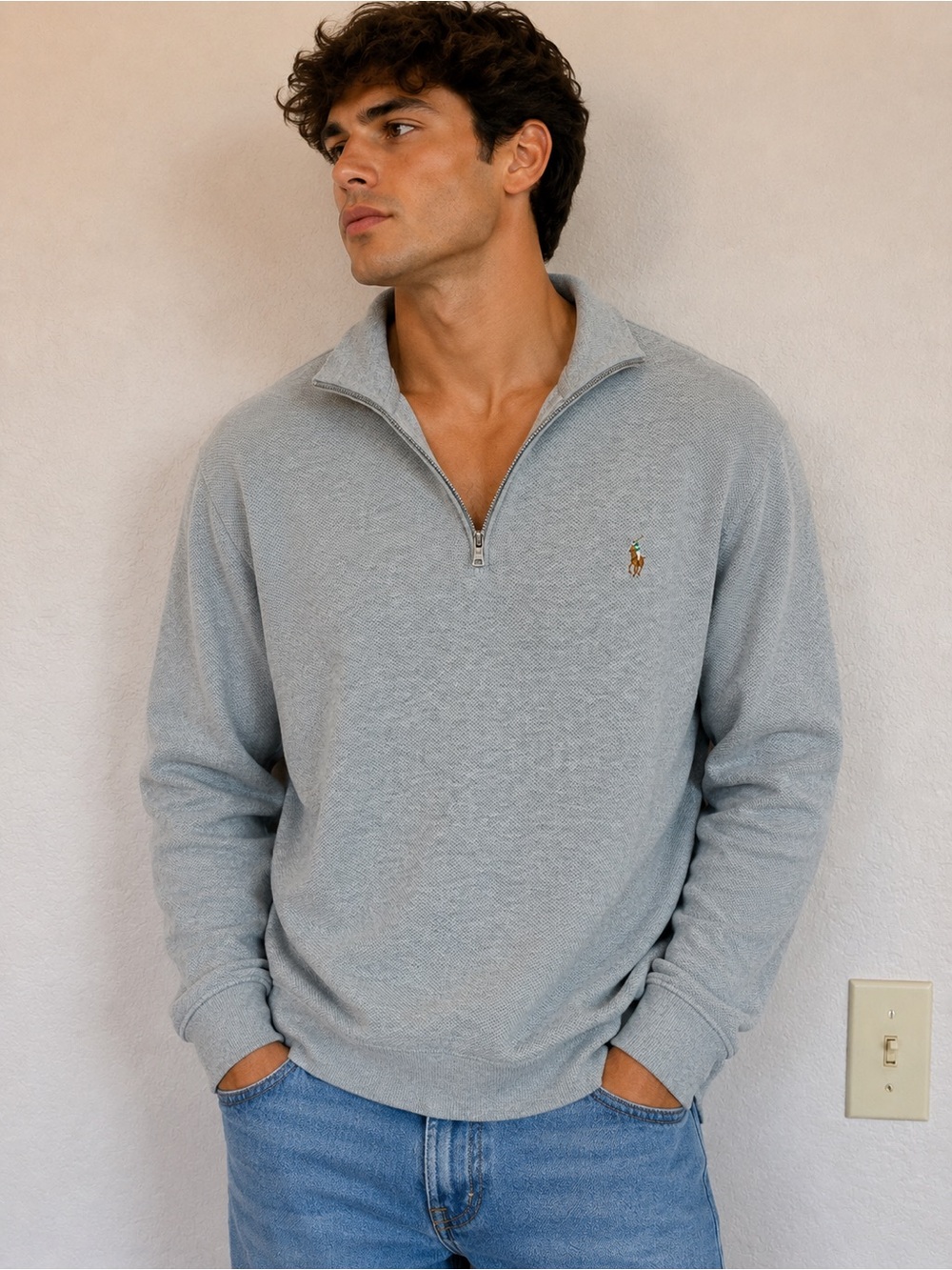 Polo Ralph Lauren Men’s 1/4-Zip Sweater – Gray – Size L